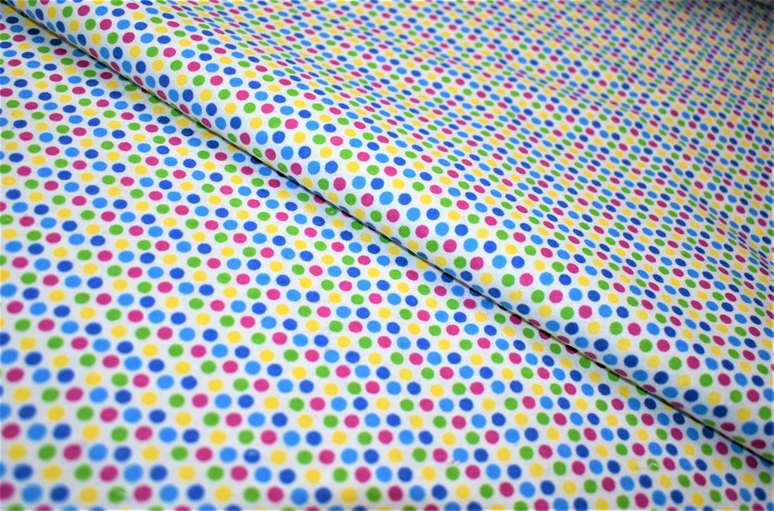 White Spots Printed Brushed Cotton Fabric