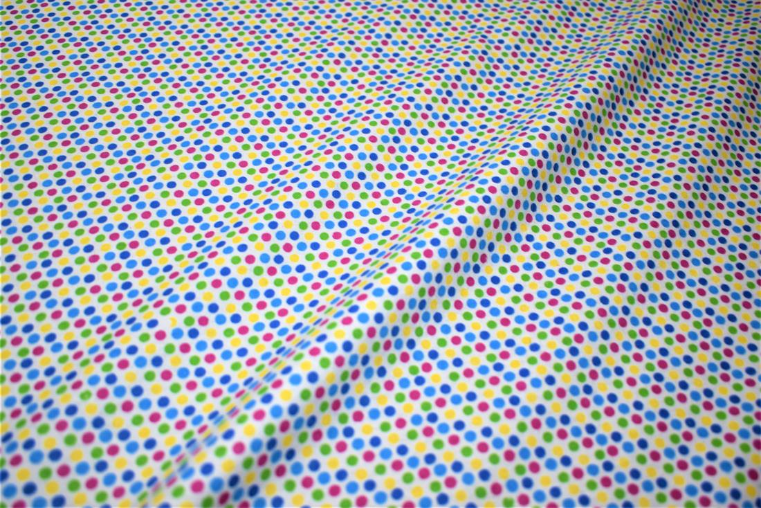 White Spots Printed Brushed Cotton Fabric