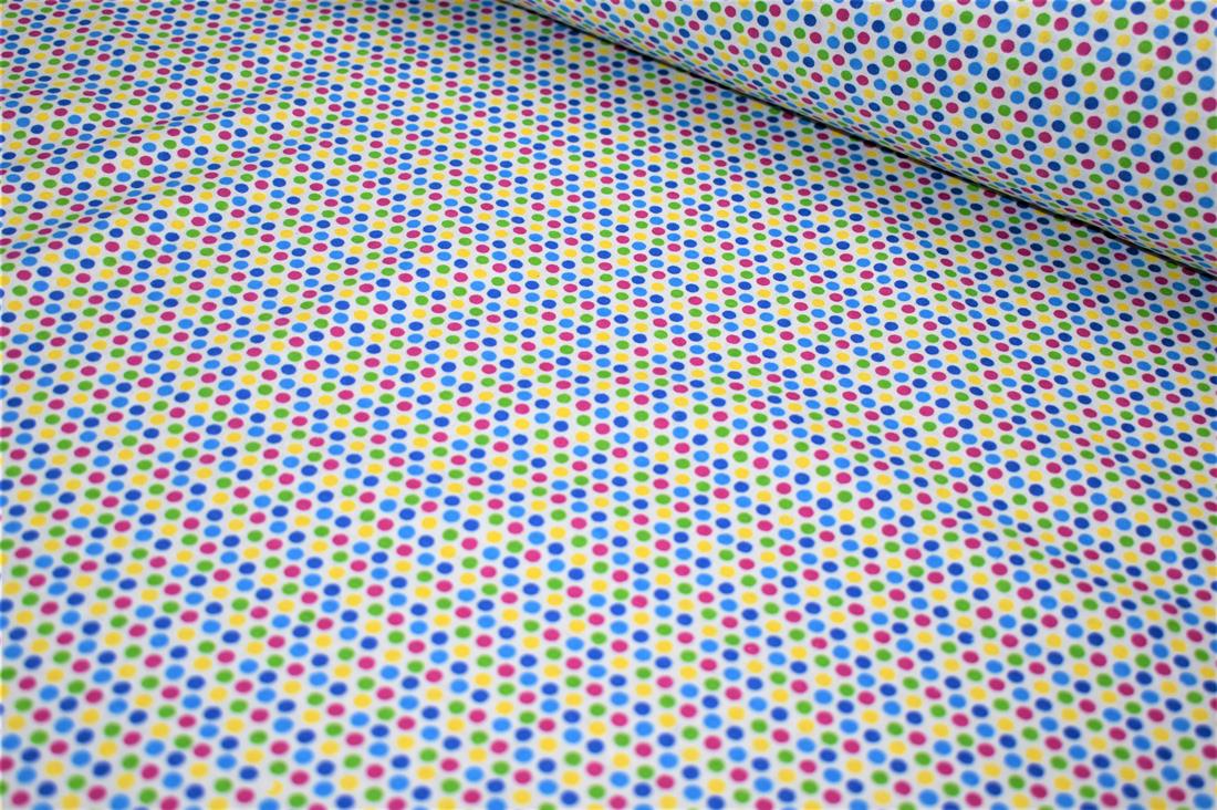 White Spots Printed Brushed Cotton Fabric