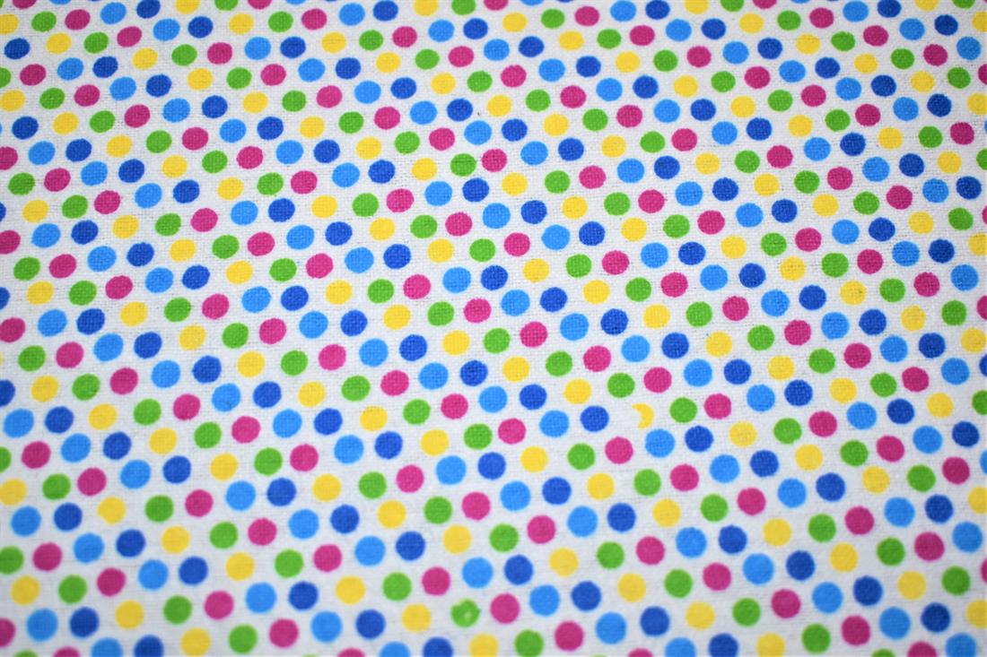 White Spots Printed Brushed Cotton Fabric