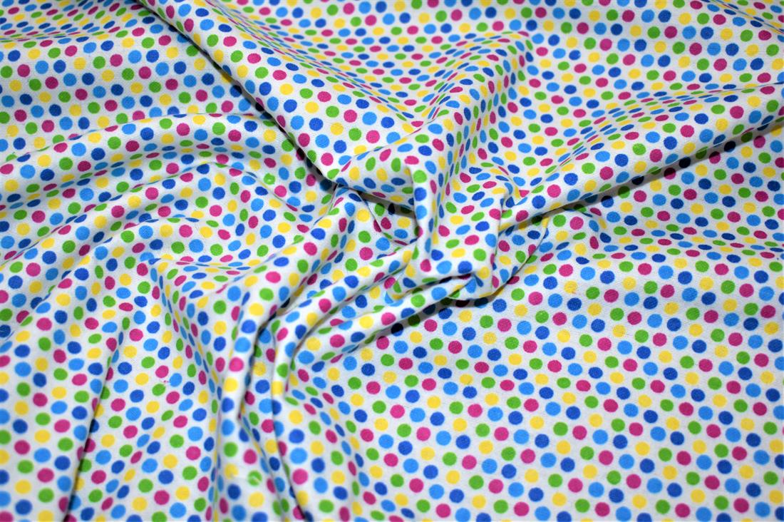 White Spots Printed Brushed Cotton Fabric