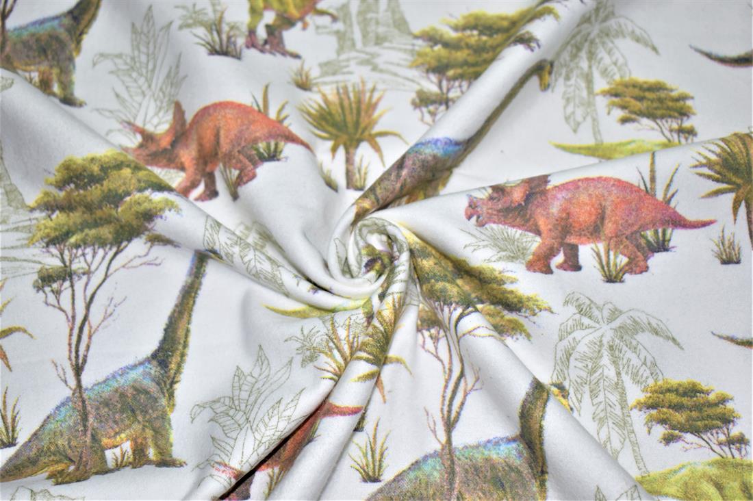 White Printed Brushed Cotton Fabric
