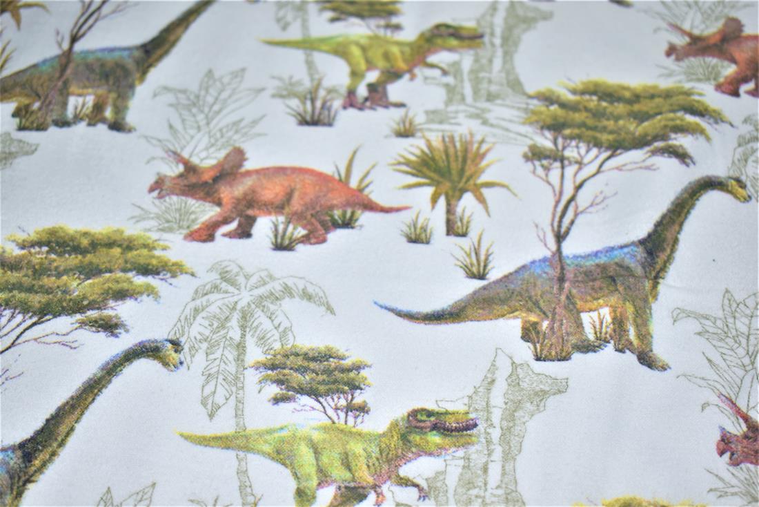 White Printed Brushed Cotton Fabric