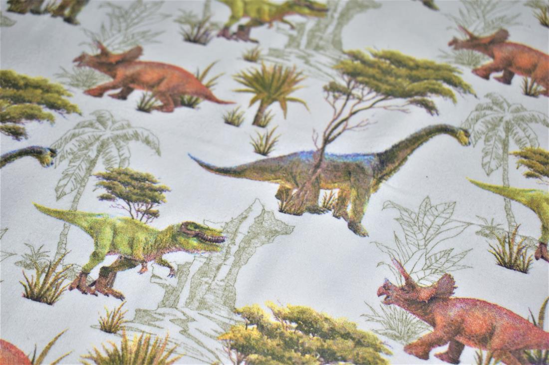 White Printed Brushed Cotton Fabric