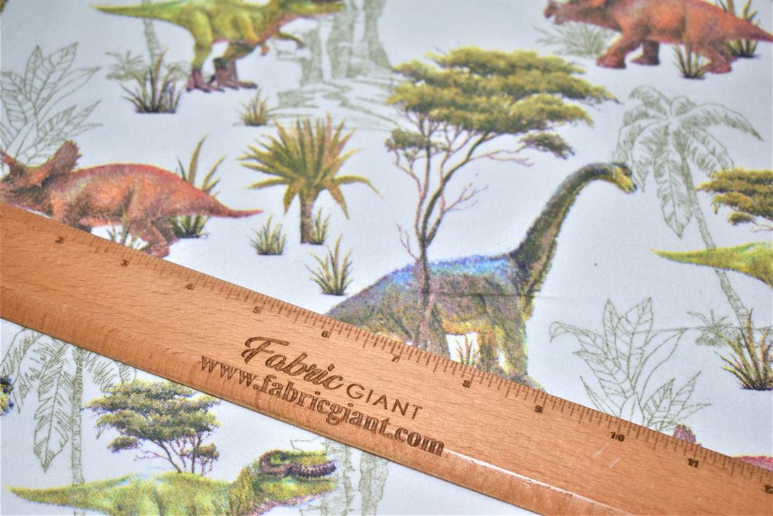 White Printed Brushed Cotton Fabric