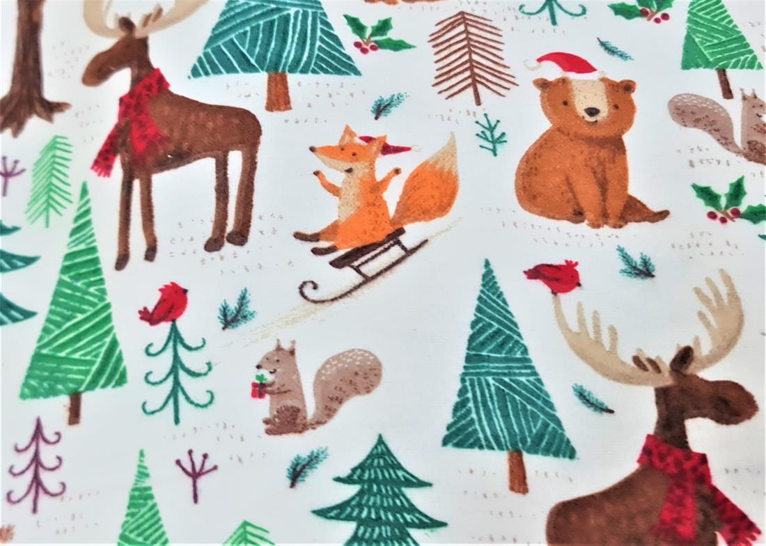 White Brushed Cotton Printed Fabric