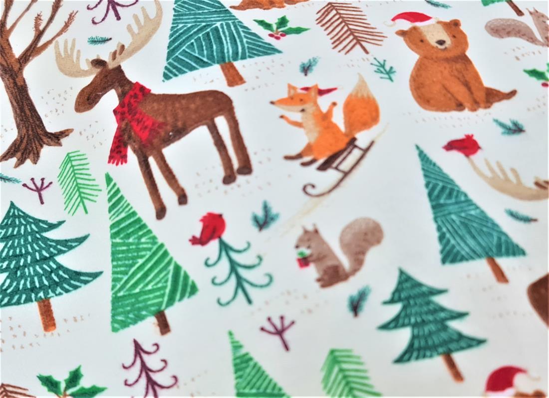 White Brushed Cotton Printed Fabric