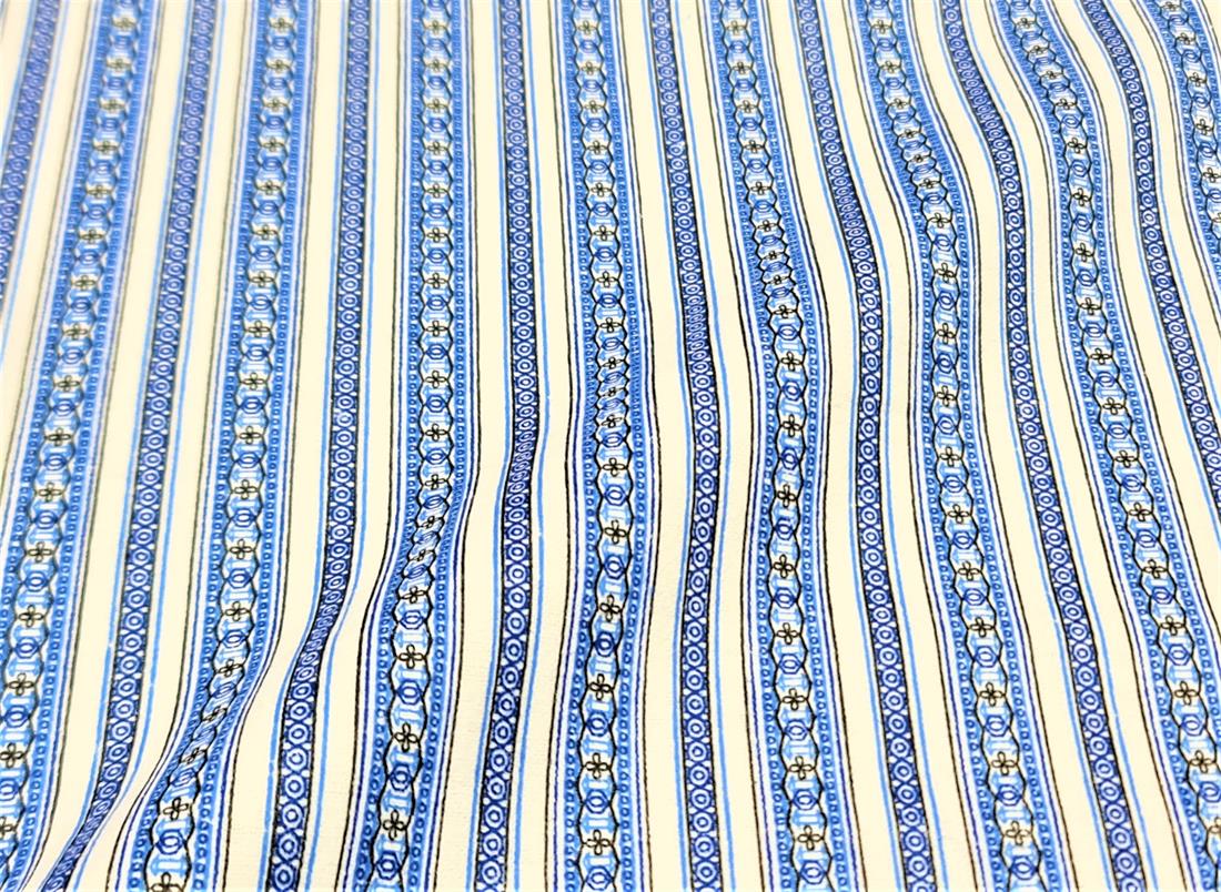 Light Blue Printed Brushed Cotton Fabric