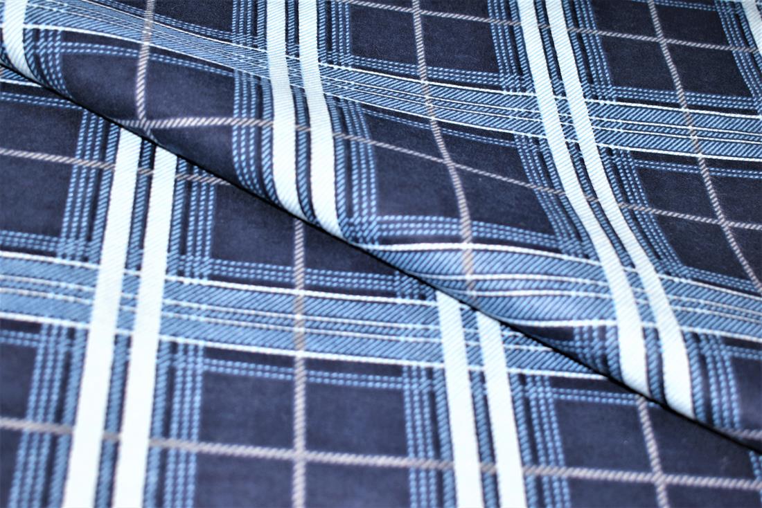Navy Blue Printed 100% Brushed Flannel Cotton Fabric