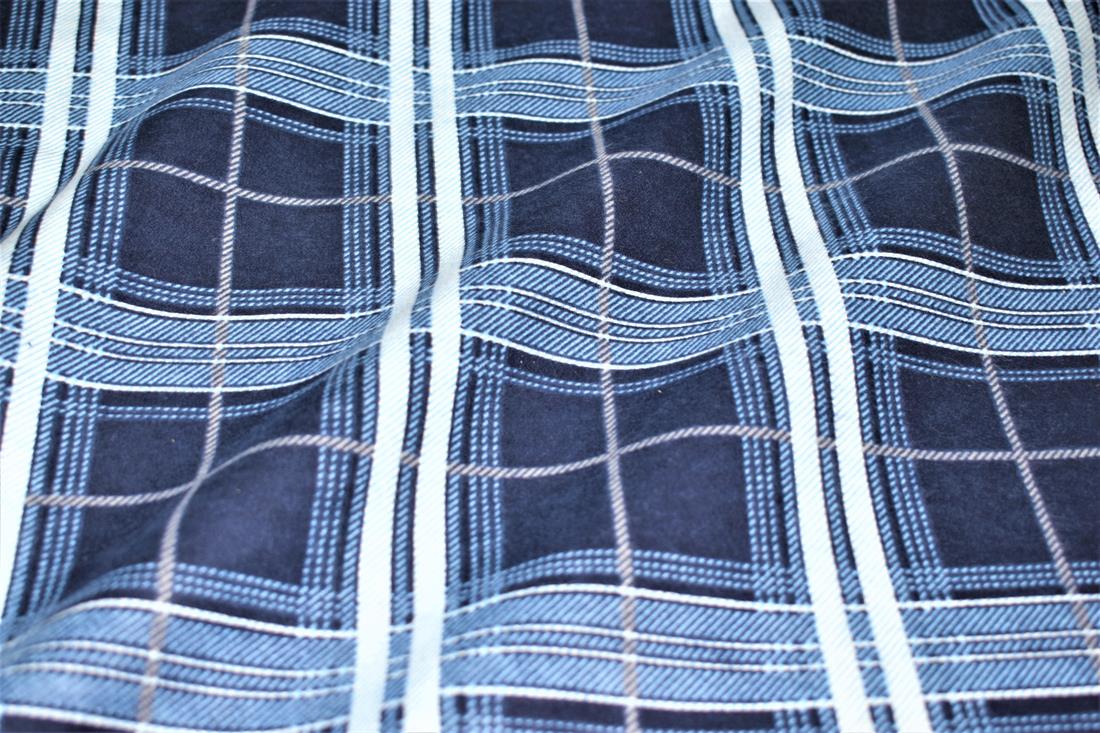 Navy Blue Printed 100% Brushed Flannel Cotton Fabric