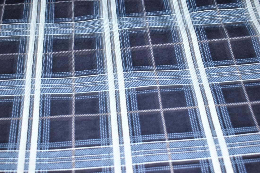Navy Blue Printed 100% Brushed Flannel Cotton Fabric