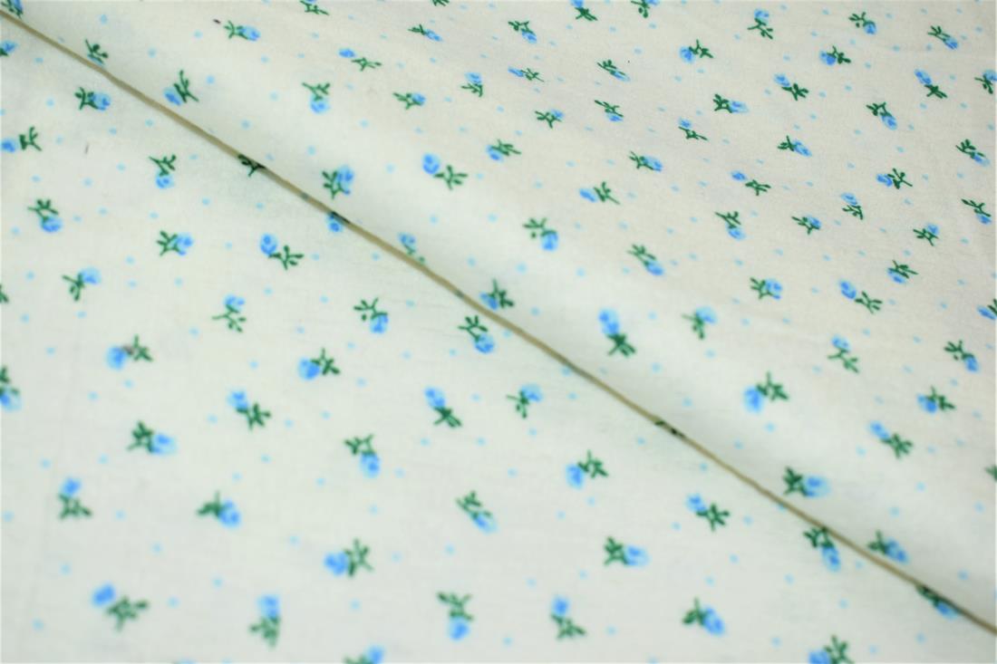 White Brushed Cotton Printed Fabric