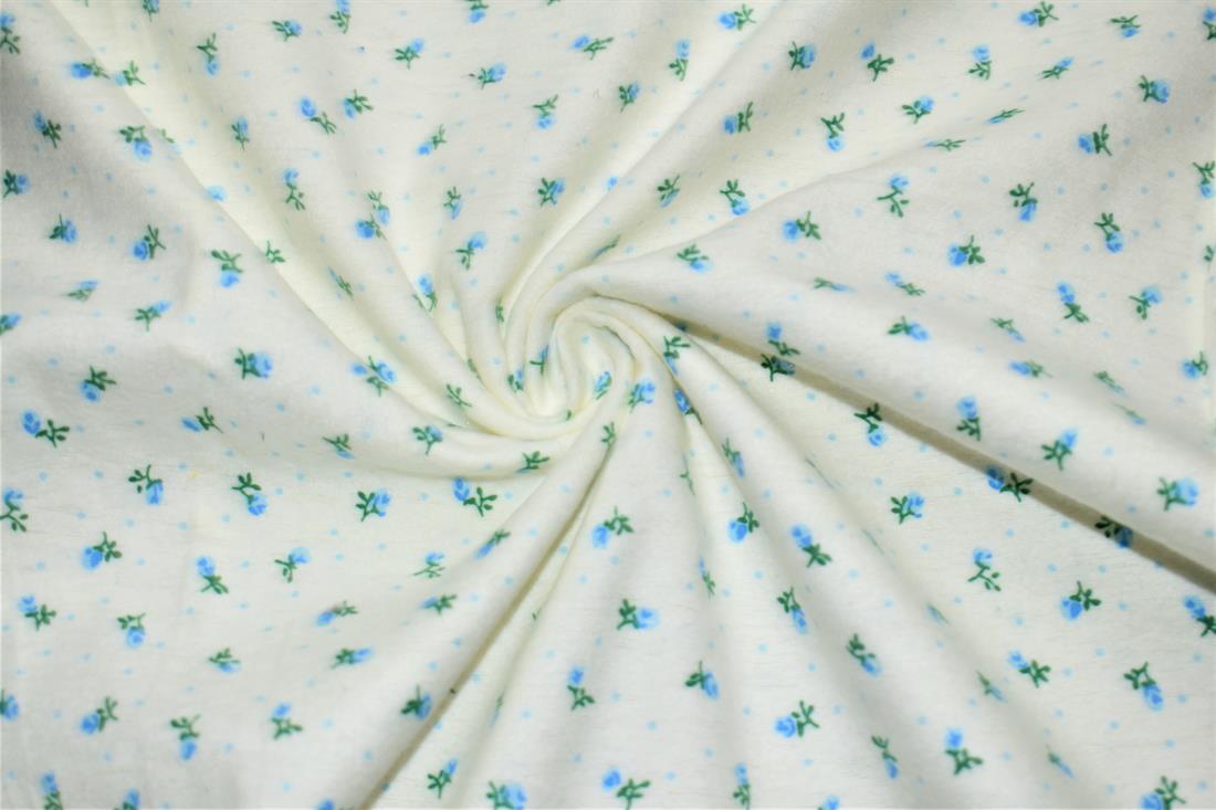 White Brushed Cotton Printed Fabric