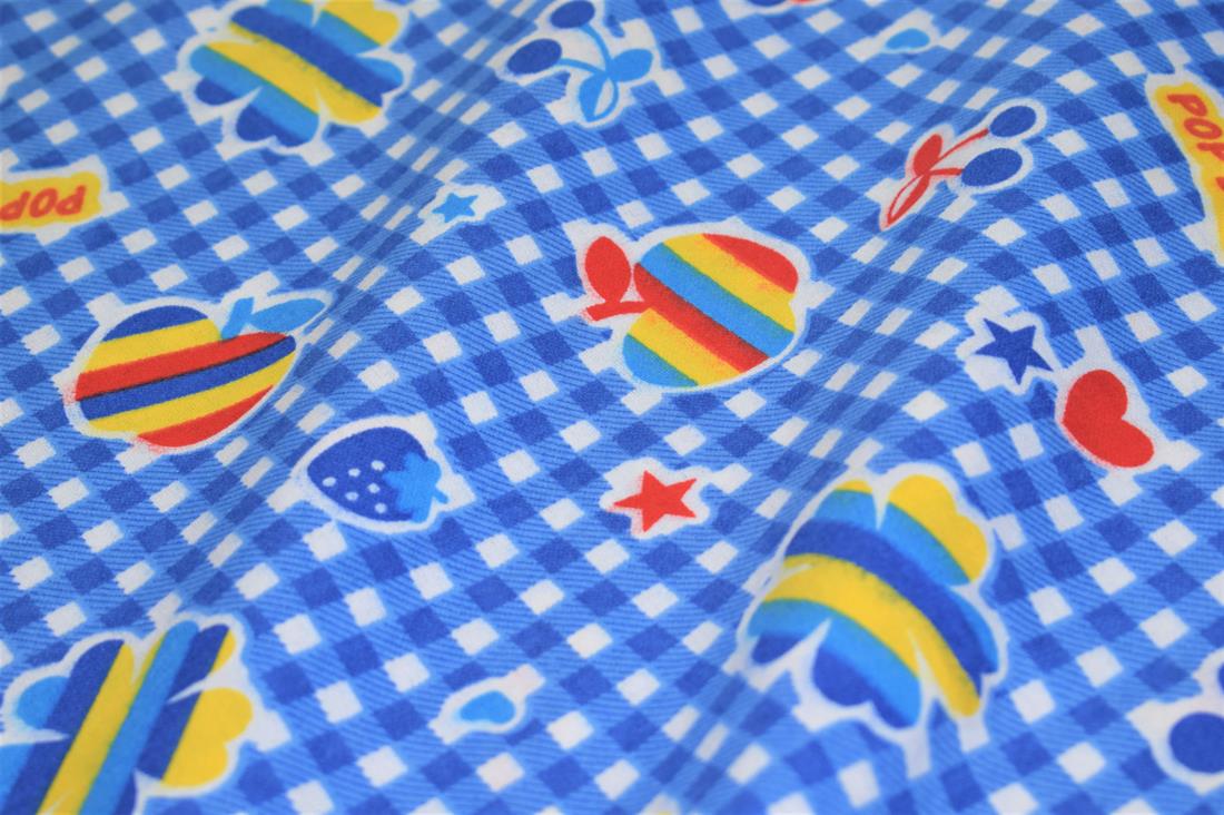 Blue Brushed Flannel 100% Cotton Printed Fabric