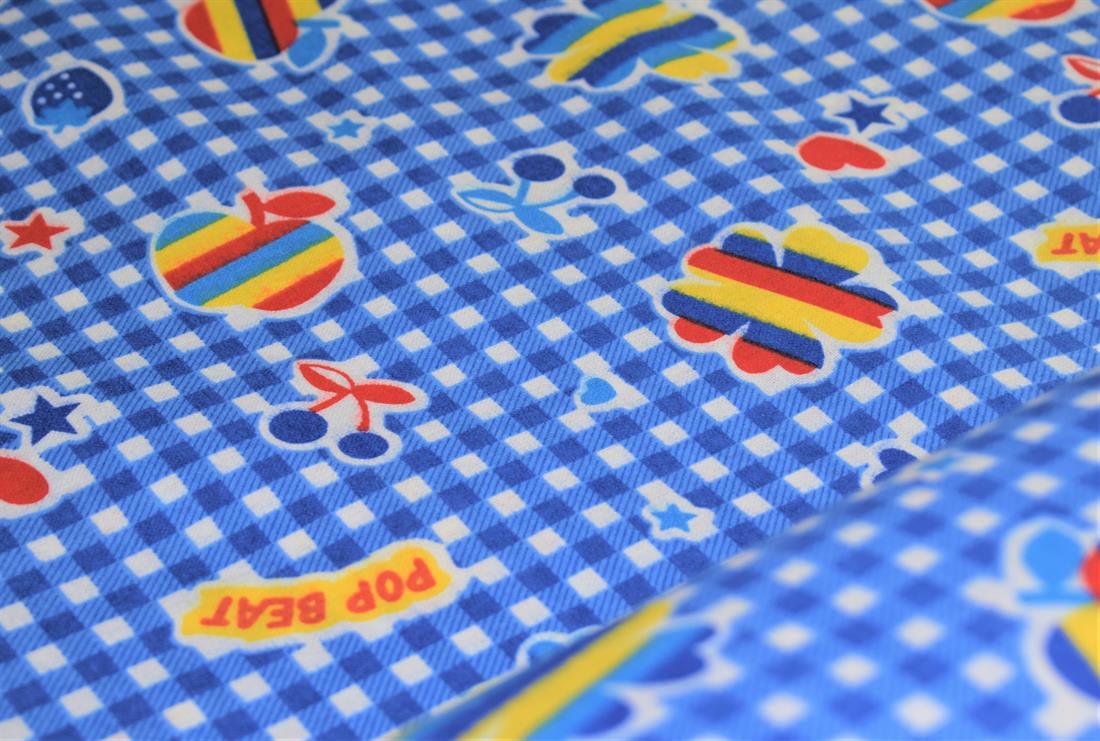 Blue Brushed Flannel 100% Cotton Printed Fabric