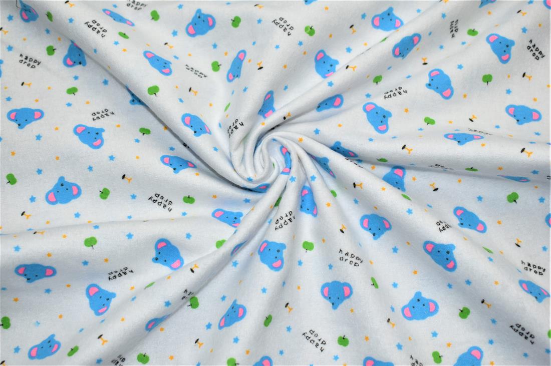 White Brushed Cotton Printed Fabric