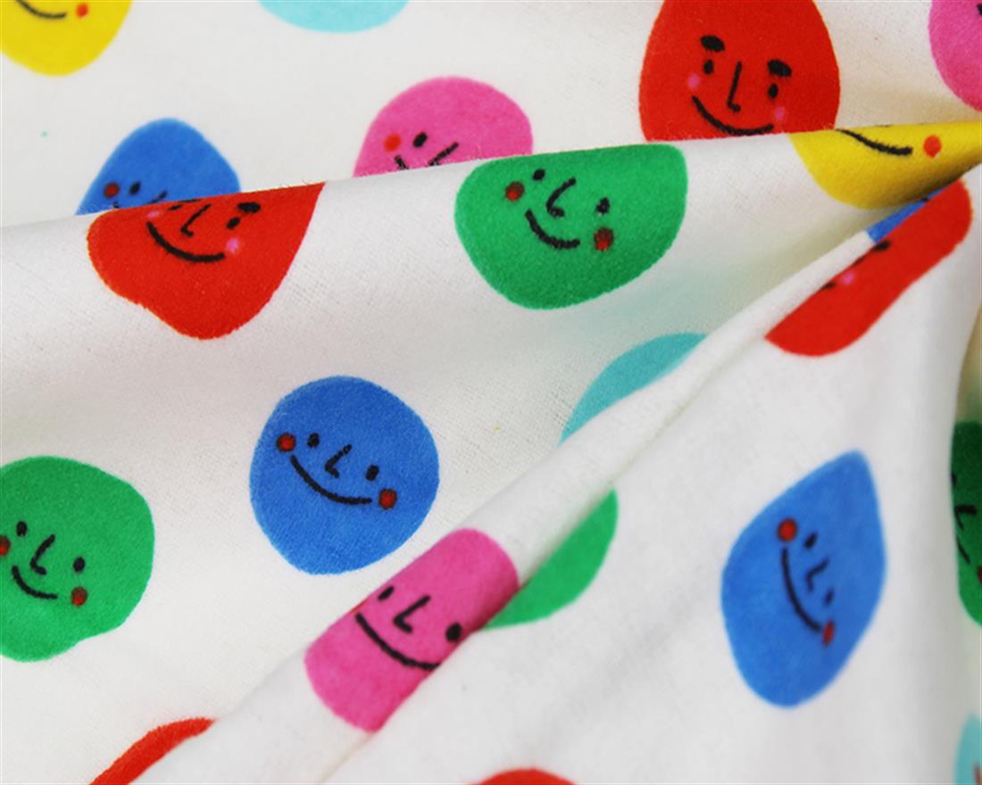 Smiley Faces Winceyette Traditionally Printed Brushed Cotton Fabric