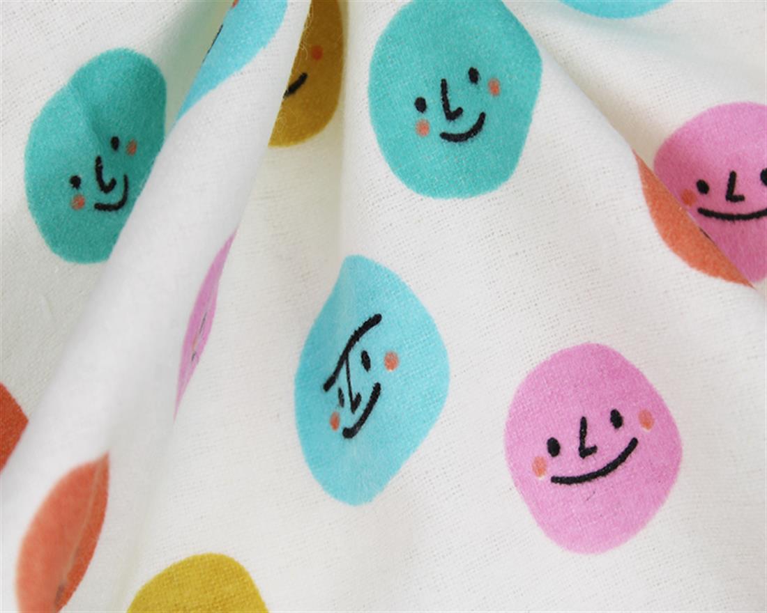 Smiley Faces Winceyette Traditionally Printed Brushed Cotton Fabric