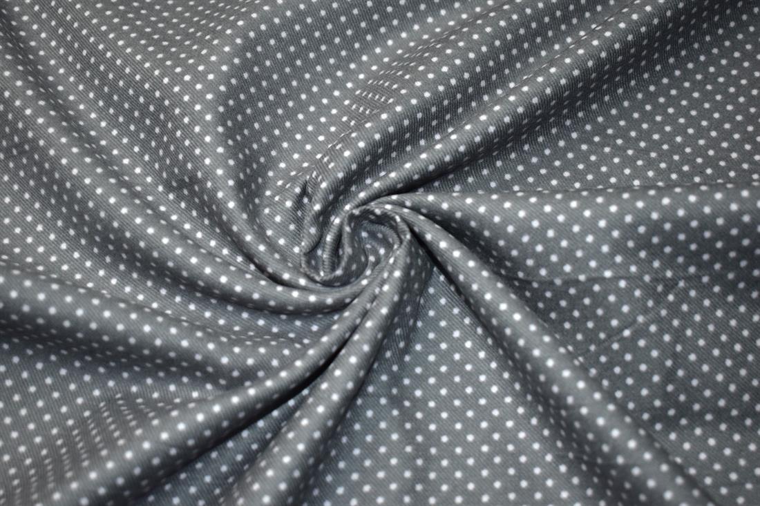 Grey Spots Printed Soft Brushed Flannel Winceyette 100% Cotton Fabric