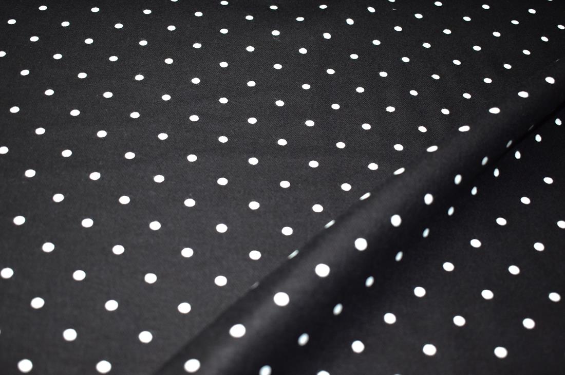 Black Spots Printed Soft Brushed Flannel Winceyette 100% Cotton Fabric