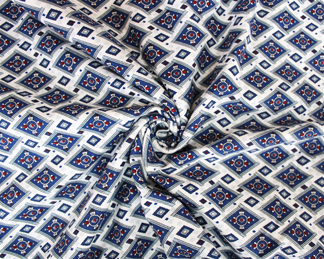 Blue Brushed Cotton Is a Staple Fiber Printed Fabric