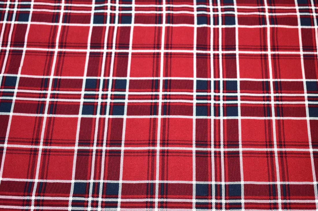 Red & Navy Tartan Printed Soft Brushed Flannel Winceyette 100% Cotton…