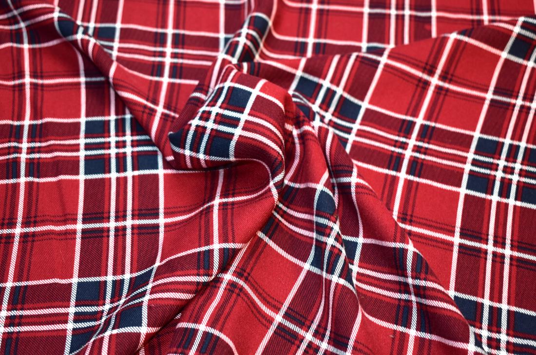 Red & Navy Tartan Printed Soft Brushed Flannel Winceyette 100% Cotton…