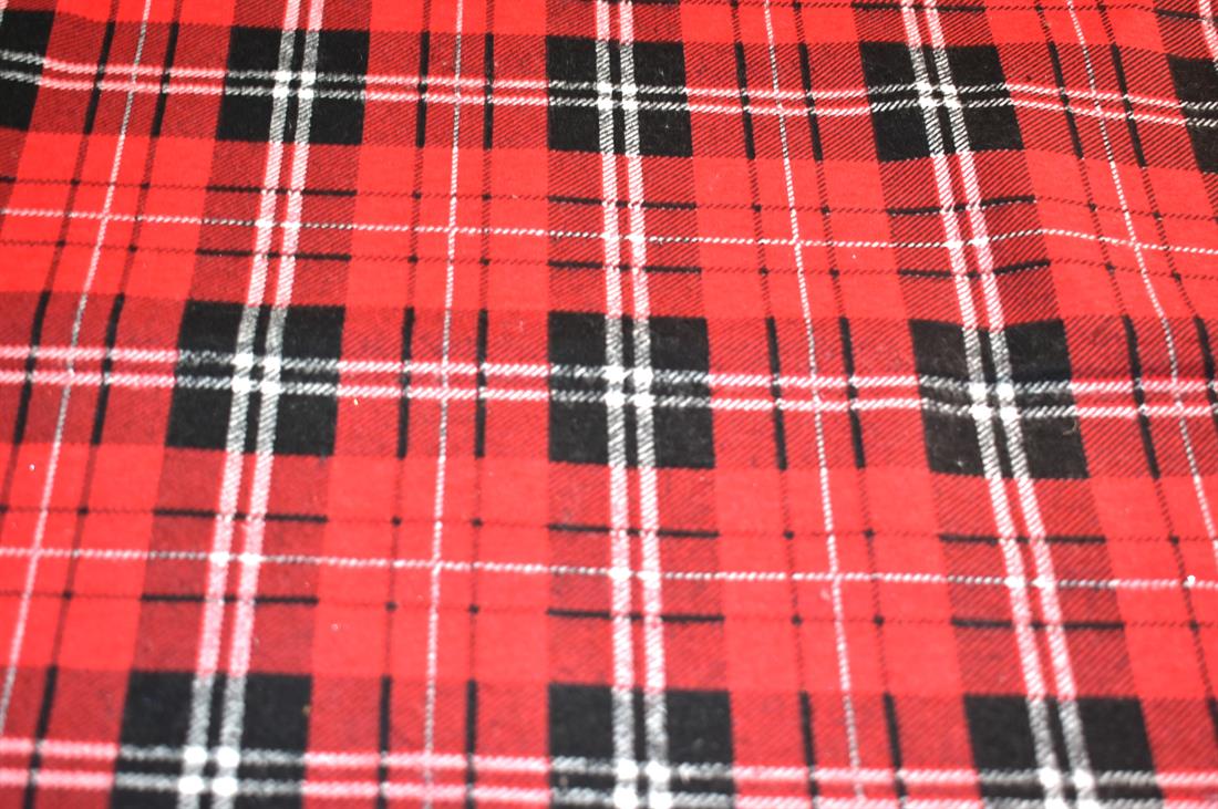Red Tartan Check Printed Brushed Cotton Fabric