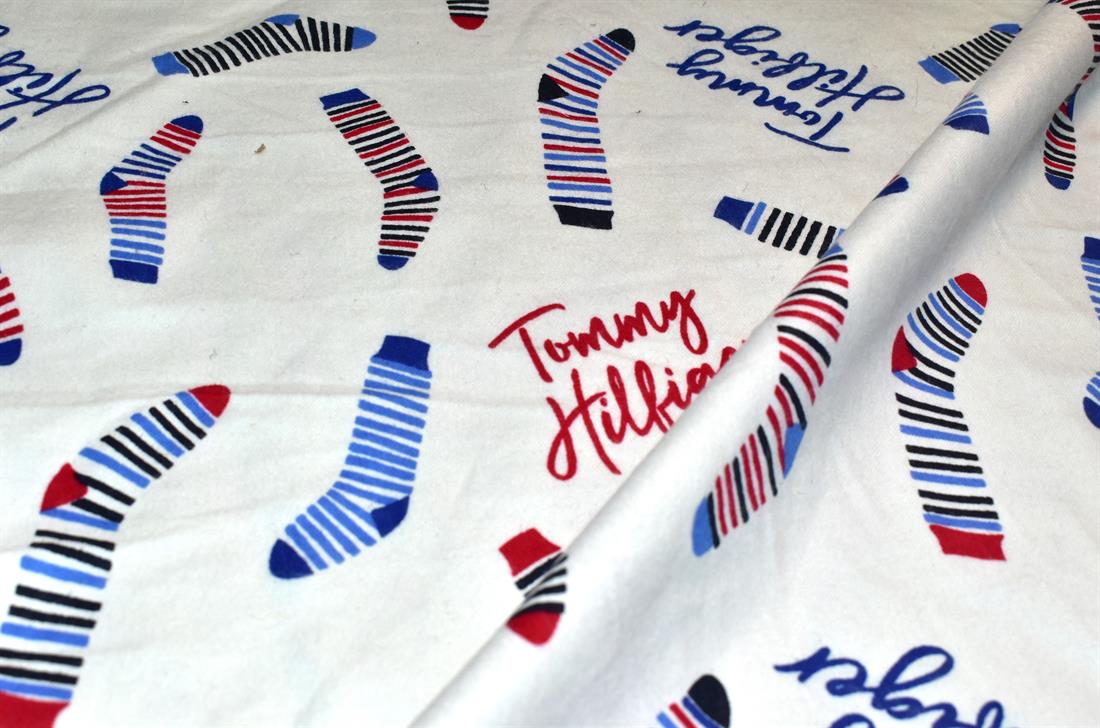 White Printed Soft Brushed Flannel Winceyette 100% Cotton Fabric