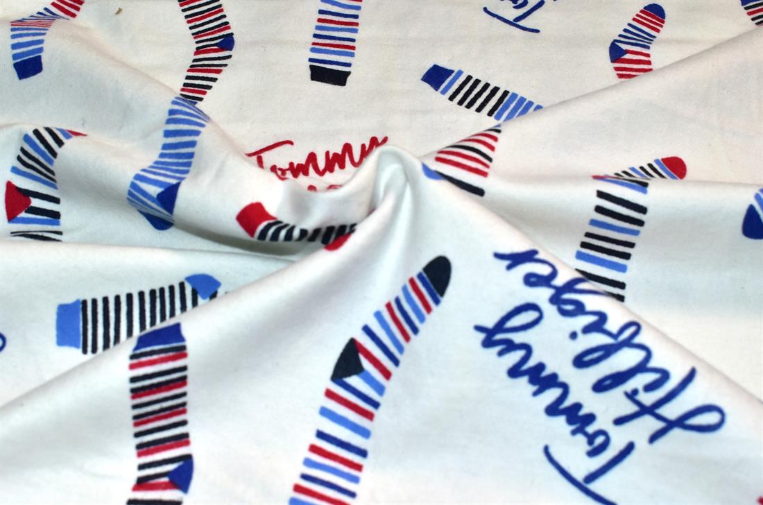 White Printed Soft Brushed Flannel Winceyette 100% Cotton Fabric