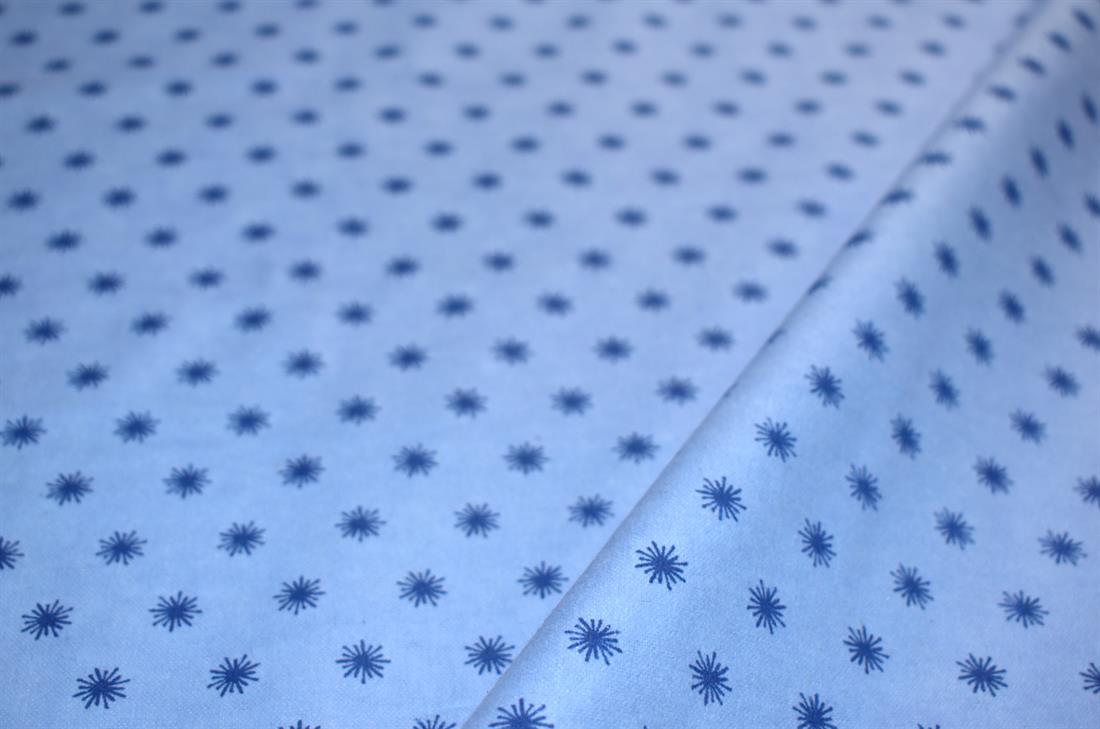 Blue Brushed Cotton Printed Fabric