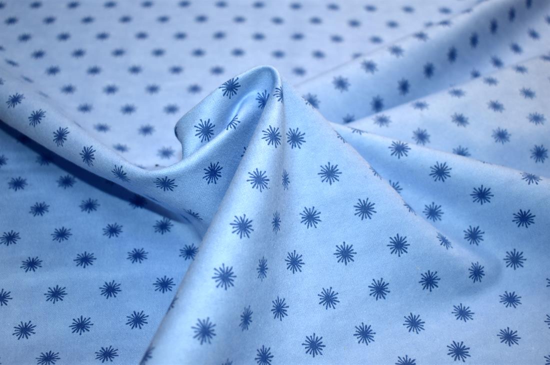 Blue Brushed Cotton Printed Fabric