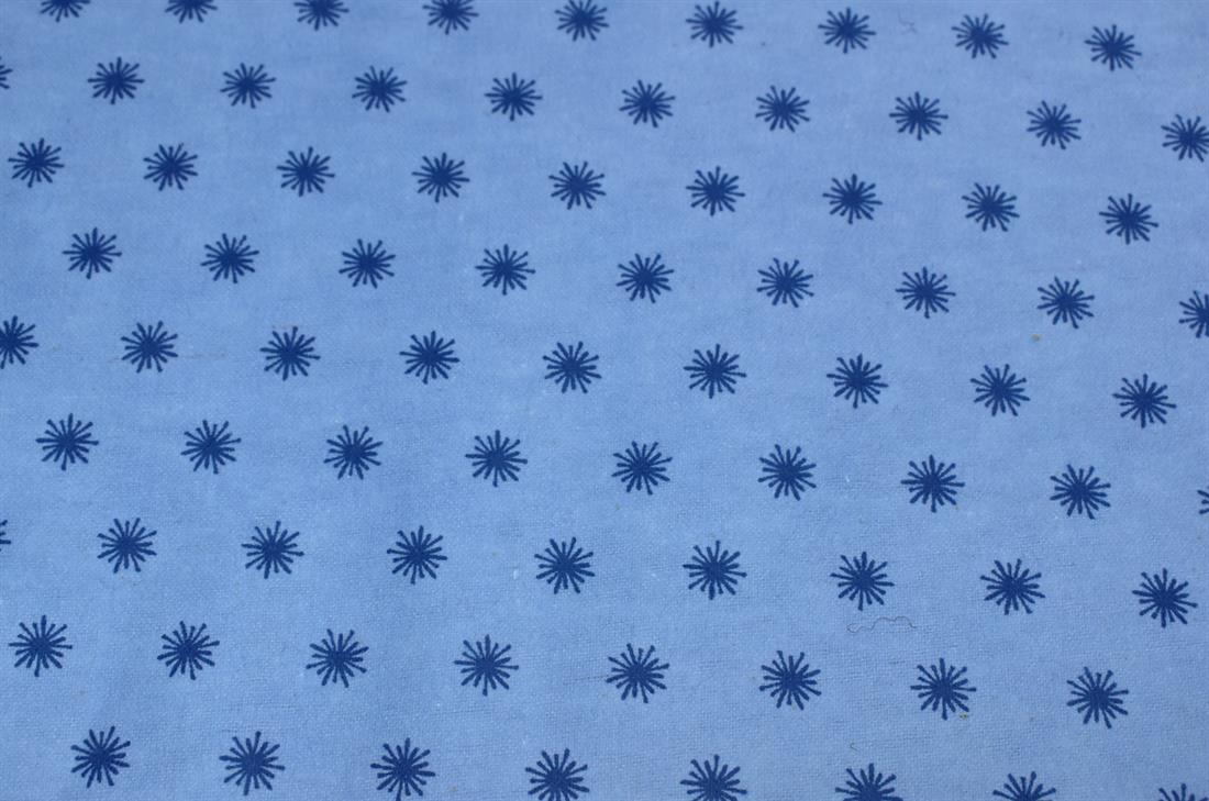 Blue Brushed Cotton Printed Fabric