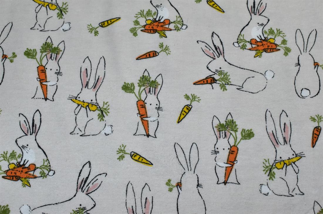 Cream Brushed Cotton Printed Fabric