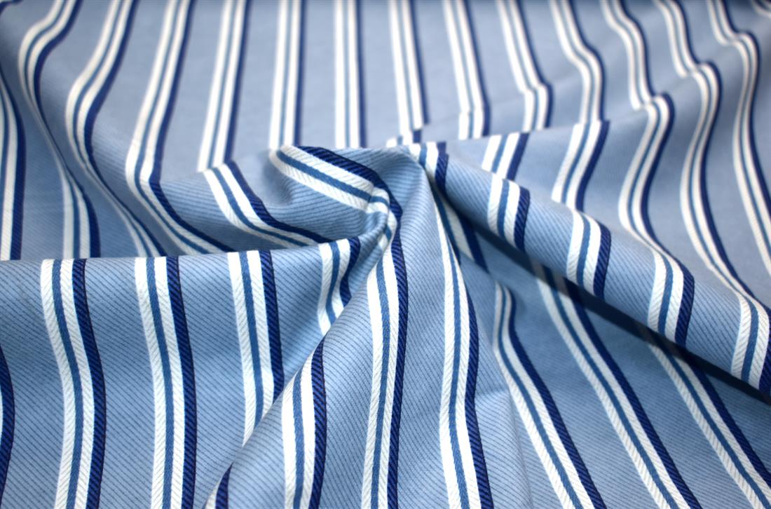 Blue Printed Brushed Flannel Winceyette 100% Cotton Fabric