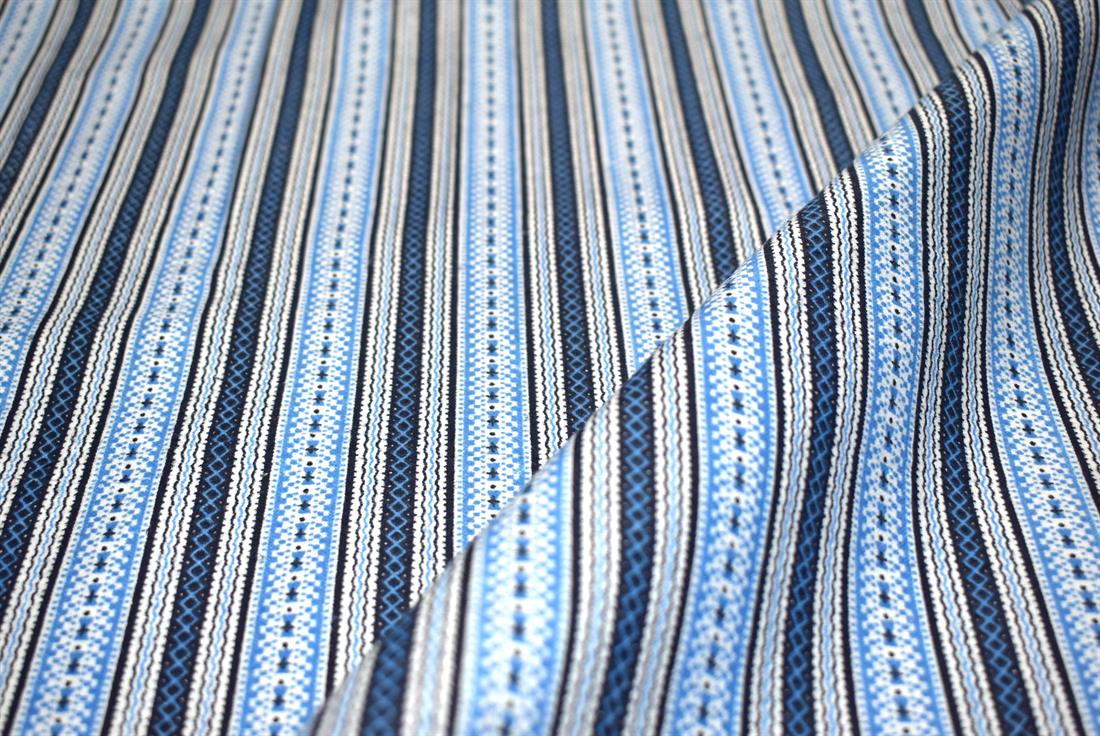 Blue & Navy Printed Brushed Flannel Winceyette 100% Cotton Fabric