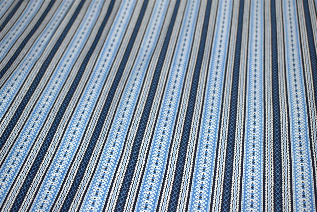 Blue & Navy Printed Brushed Flannel Winceyette 100% Cotton Fabric