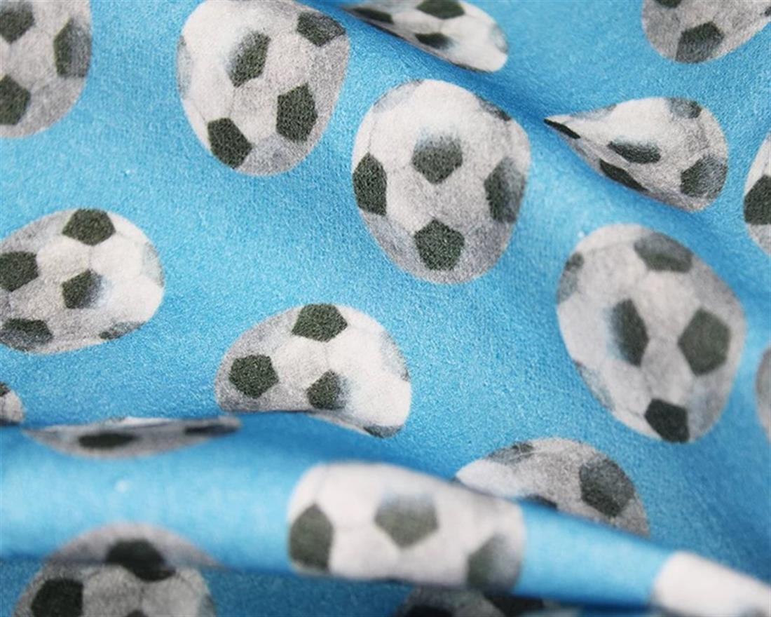 Sky Little Johnny Football Winceyette Pure Cotton Fabric