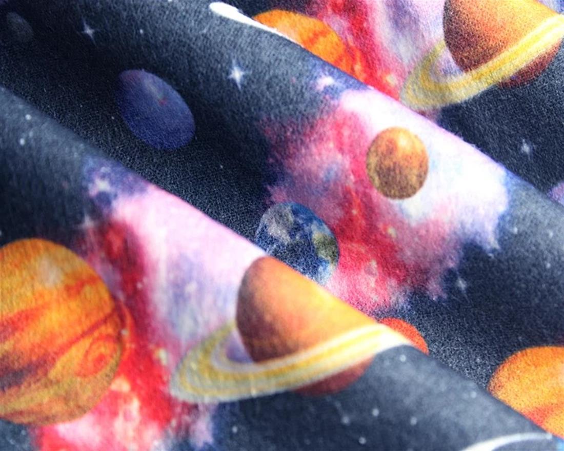 Navy Little Johnny Space Age Winceyette Pure Cotton Fabric