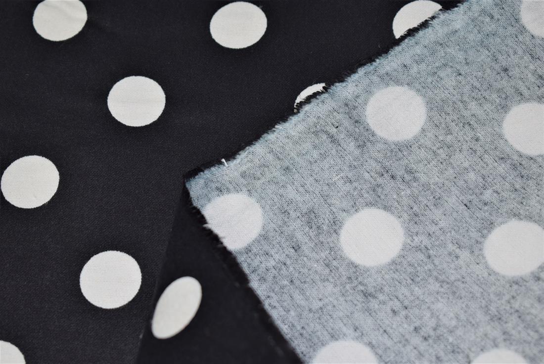 Black Spots Printed Brushed Flannel Cotton Fabric