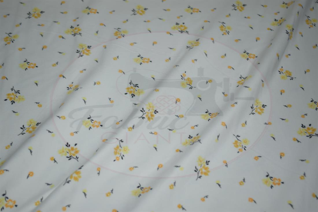White Printed Brushed/Jersey Fabric