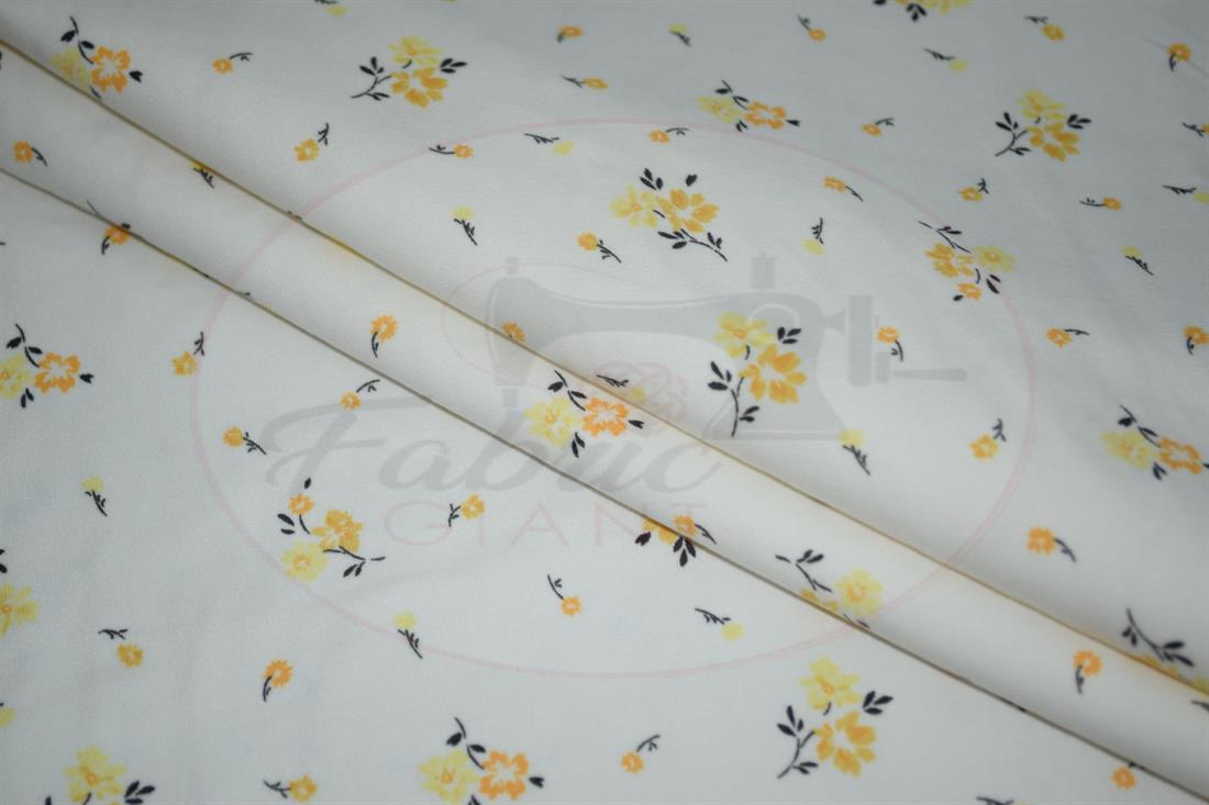 White Printed Brushed/Jersey Fabric