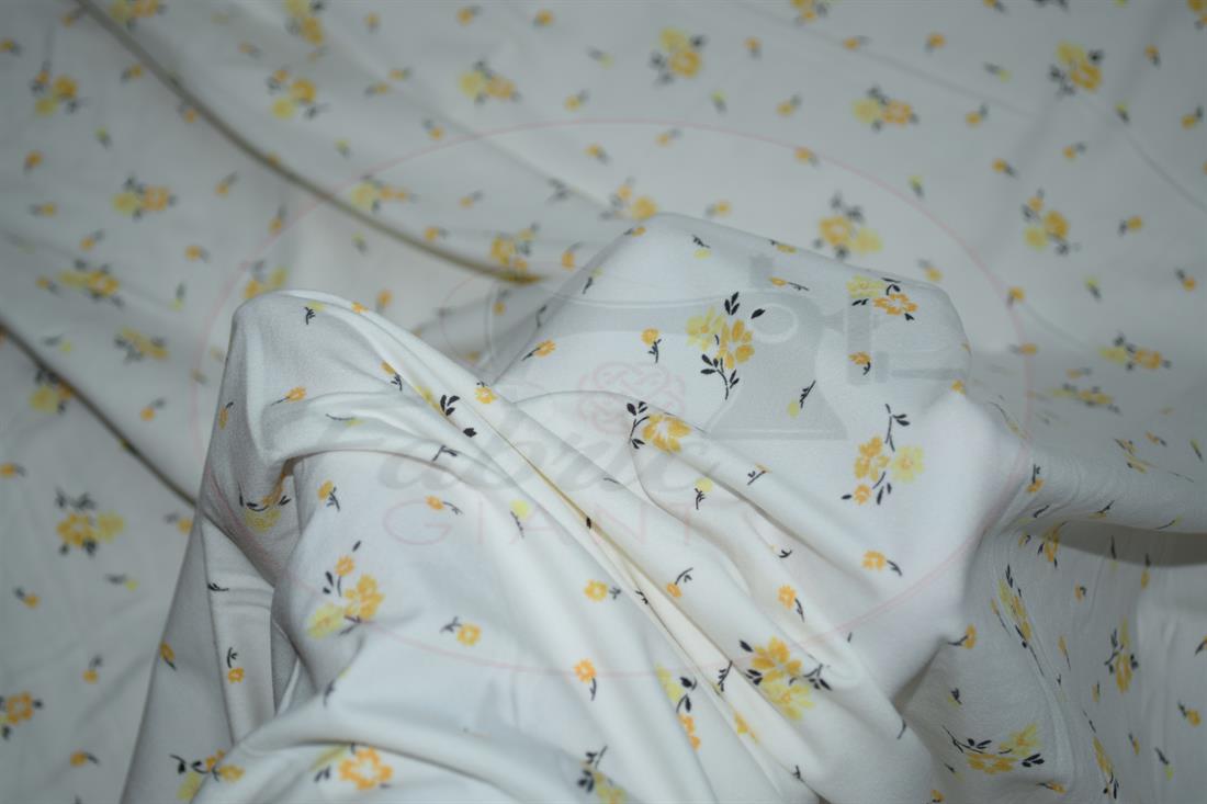 White Printed Brushed/Jersey Fabric