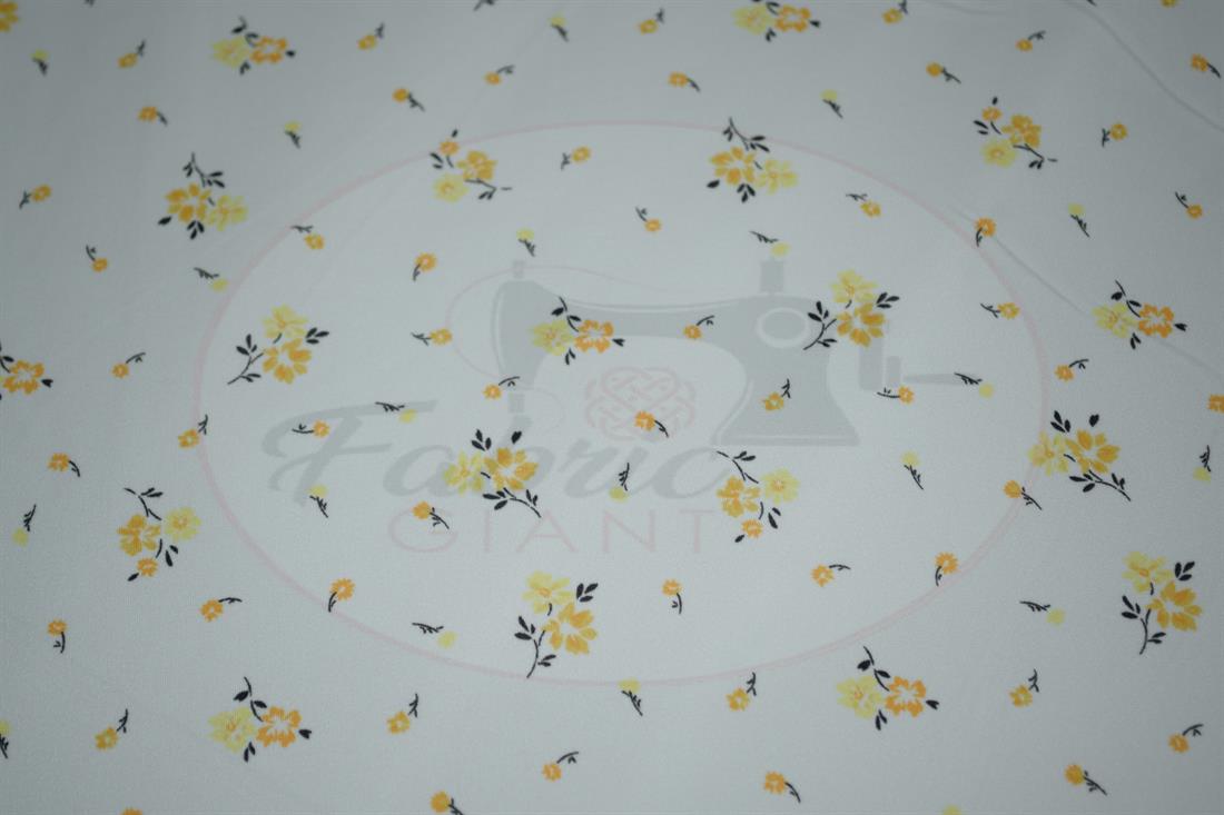White Printed Brushed/Jersey Fabric