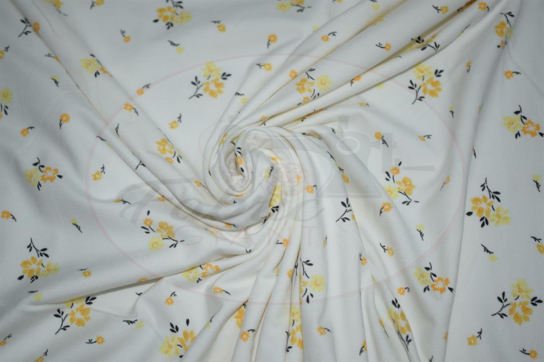 White Printed Brushed/Jersey Fabric