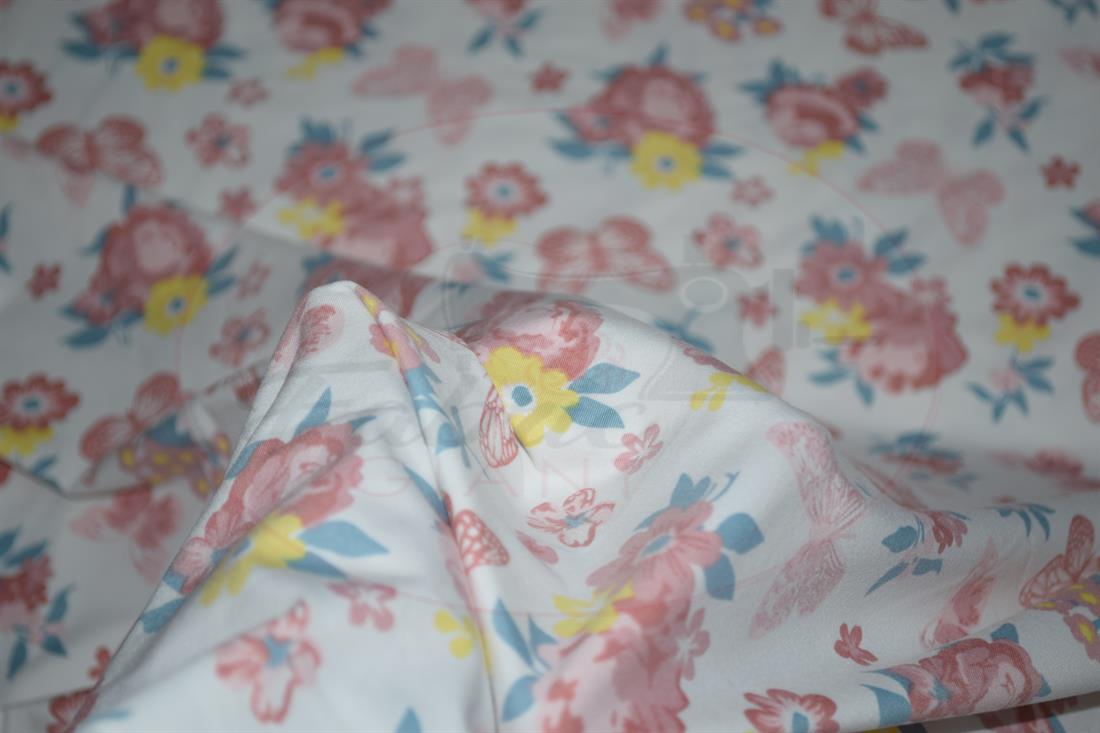 White Soft Printed DTY Brushed Jersey