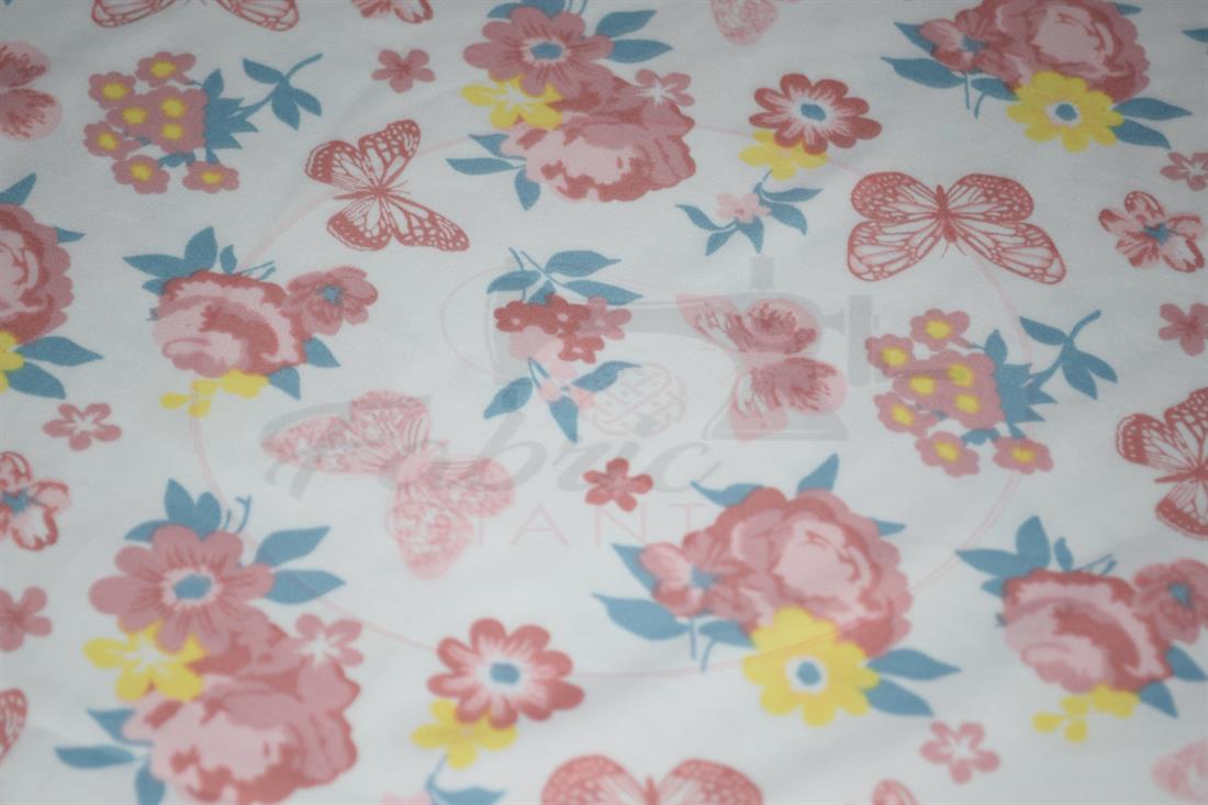 White Soft Printed DTY Brushed Jersey