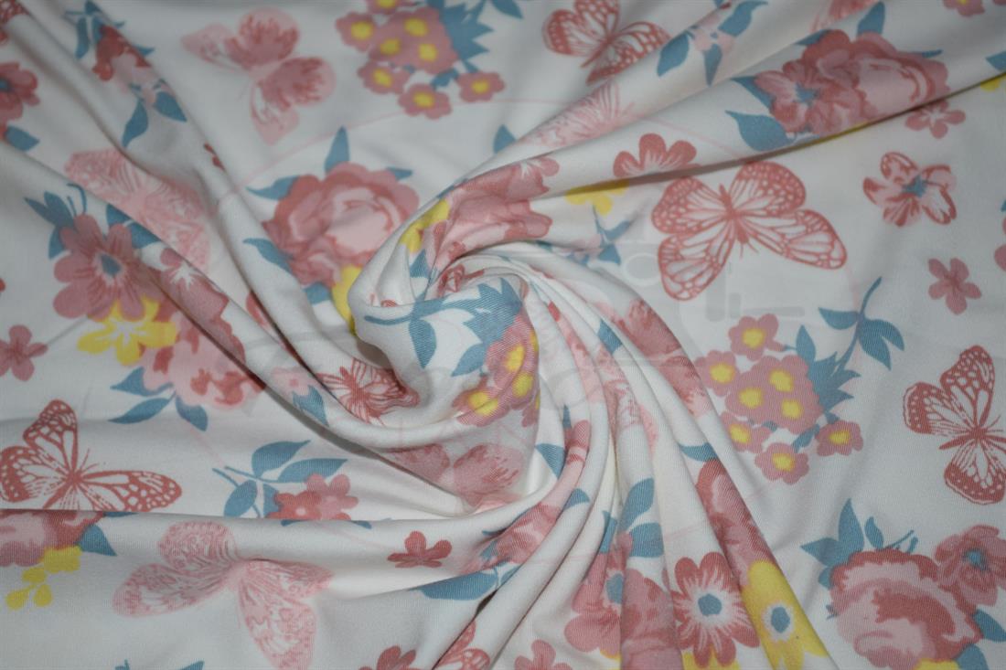 White Soft Printed DTY Brushed Jersey