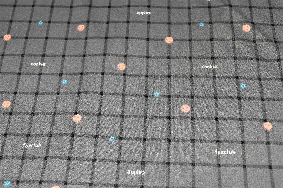 Dark Grey Cookie Check Printed Brushed/Jersey Fabric