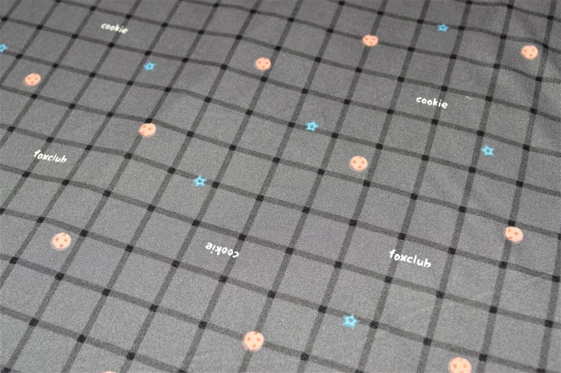 Dark Grey Cookie Check Printed Brushed/Jersey Fabric